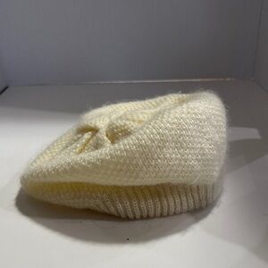 Cozy Cream Acrylic Knit Beanie Beret